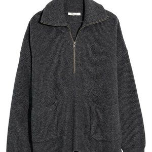 Madewell Glenbrook Half Zip Wool Blend Sweater, Size Medium